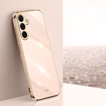 Custodia per telefono in TPU con bordo dorato placcato 6D dritto XINLI, For Samsung Galaxy S25+ 5G, For Samsung Galaxy S25 Ultra 5G, For Samsung Galaxy S24 FE 5G