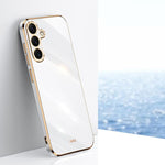 Custodia per telefono in TPU con bordo dorato placcato 6D dritto XINLI, For Samsung Galaxy S25 FE 5G, For Samsung Galaxy S25 Edge 5G, For Samsung Galaxy S25 5G
