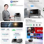 AUN A003 Pro 1920 x 1080P 350 lumen proiettore digitale portatile LED HD per home theater, US Plug, UK Plug, EU Plug
