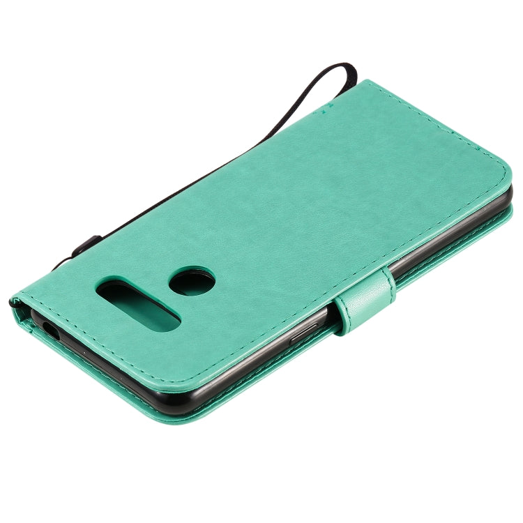Custodia in pelle a ribalta orizzontale con motivo in rilievo albero e gatto con supporto e fessure per carte, portafoglio e cordino, For LG K41S / K51S, For LG K50S