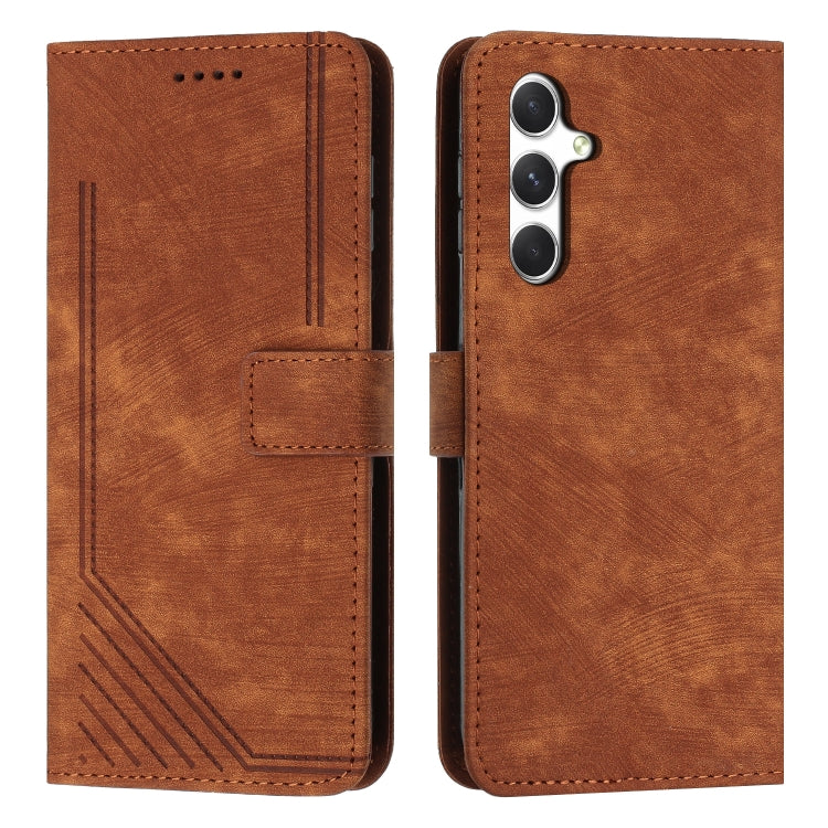 Custodia per telefono in pelle con motivo a strisce Skin Feel e cordino lungo, For Samsung Galaxy A56 5G, For Samsung Galaxy A36 5G, For Samsung Galaxy A16 5G, For Samsung Galaxy A06 4G