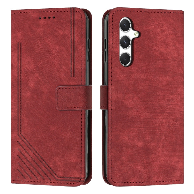 Custodia per telefono in pelle con motivo a strisce Skin Feel e cordino lungo, For Samsung Galaxy A56 5G, For Samsung Galaxy A36 5G, For Samsung Galaxy A16 5G, For Samsung Galaxy A06 4G