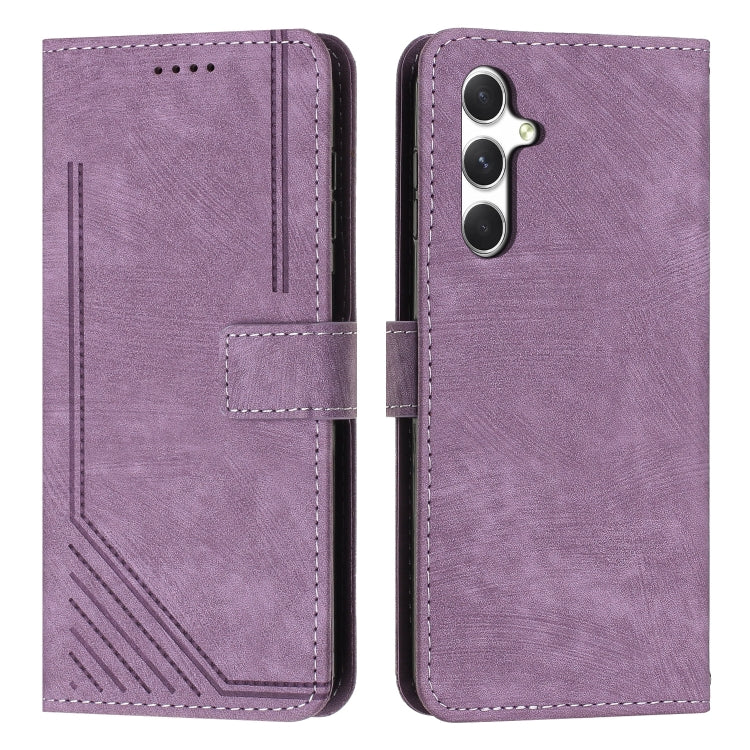 Custodia per telefono in pelle con motivo a strisce Skin Feel e cordino lungo, For Samsung Galaxy A56 5G, For Samsung Galaxy A36 5G, For Samsung Galaxy A16 5G, For Samsung Galaxy A06 4G