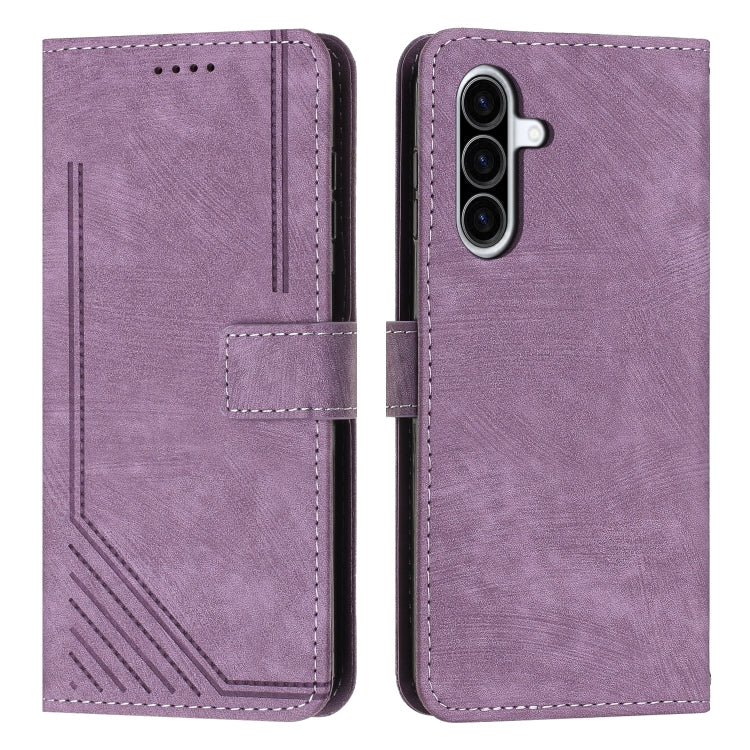 Custodia per telefono in pelle con motivo a strisce Skin Feel e cordino lungo, For Samsung Galaxy A56 5G, For Samsung Galaxy A36 5G, For Samsung Galaxy A16 5G, For Samsung Galaxy A06 4G