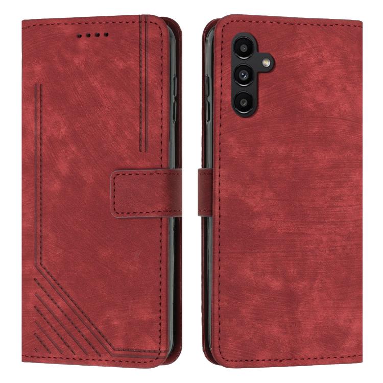 Custodia per telefono in pelle con motivo a strisce Skin Feel e cordino lungo, For Samsung Galaxy A57 5G, For Samsung A27 5G, For Samsung Galaxy A17 / A26 5G, For Samsung Galaxy A07 4G