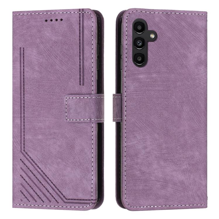 Custodia per telefono in pelle con motivo a strisce Skin Feel e cordino lungo, For Samsung Galaxy A57 5G, For Samsung A27 5G, For Samsung Galaxy A17 / A26 5G, For Samsung Galaxy A07 4G