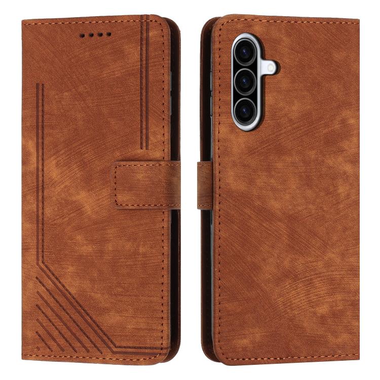 Custodia per telefono in pelle con motivo a strisce Skin Feel e cordino lungo, For Samsung Galaxy A57 5G, For Samsung A27 5G, For Samsung Galaxy A17 / A26 5G, For Samsung Galaxy A07 4G