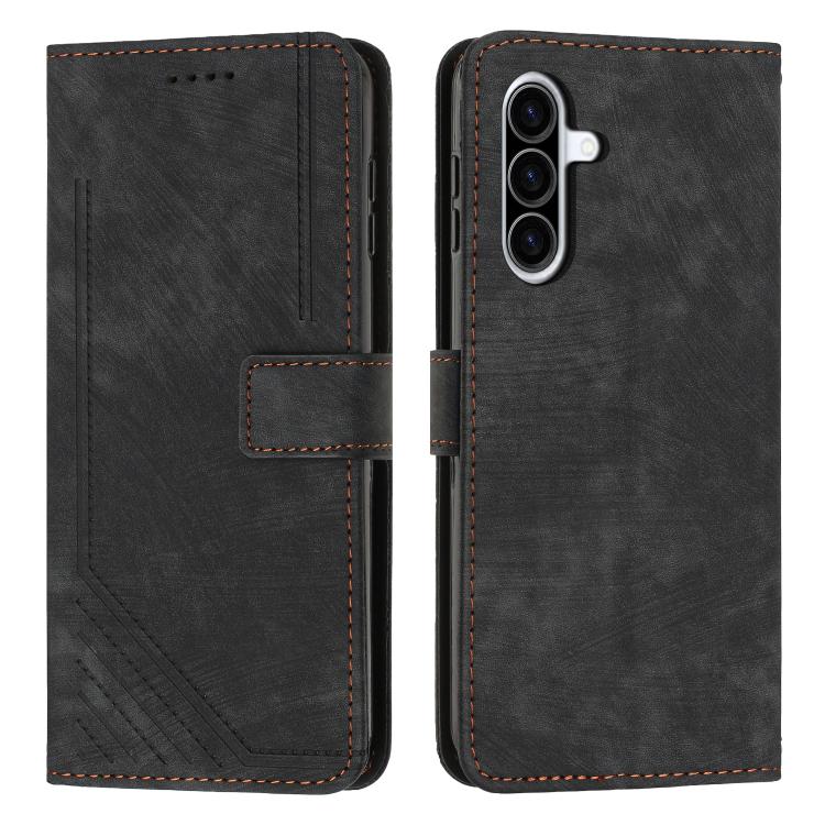 Custodia per telefono in pelle con motivo a strisce Skin Feel e cordino lungo, For Samsung Galaxy A57 5G, For Samsung A27 5G, For Samsung Galaxy A17 / A26 5G, For Samsung Galaxy A07 4G
