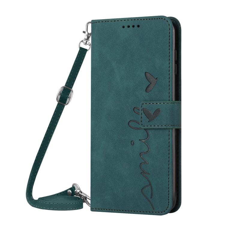 Custodia per telefono in pelle goffrata con cuore e cordino lungo, For Samsung Galaxy A57 5G, For Galaxy A27 5G, For Samsung Galaxy A07 4G, For Samsung Galaxy A17 / A26 5G