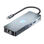 BYL-2411 11 in 1 HUB Type-C Docking Station con 3 x USB3.0, PD100W, SD/TF, RJ45, Type-C, VGA, HDTV, jack da 3,5 mm, BYL-2411