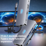 BYL-2411 11 in 1 HUB Type-C Docking Station con 3 x USB3.0, PD100W, SD/TF, RJ45, Type-C, VGA, HDTV, jack da 3,5 mm, BYL-2411