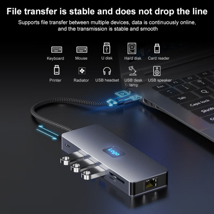 BYL-2411 11 in 1 HUB Type-C Docking Station con 3 x USB3.0, PD100W, SD/TF, RJ45, Type-C, VGA, HDTV, jack da 3,5 mm, BYL-2411