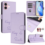 Custodia per telefono in pelle RFID con stampa Smile Embossing, For iPhone 16, For iPhone 15 Pro Max, For iPhone 15 Pro, For iPhone 15 Plus