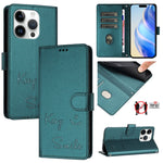 Custodia per telefono in pelle RFID con stampa Smile Embossing, For iPhone 16, For iPhone 15 Pro Max, For iPhone 15 Pro, For iPhone 15 Plus