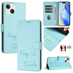 Custodia per telefono in pelle RFID con stampa Smile Embossing, For iPhone 15, For iPhone 14 Plus, For iPhone 14 / 13, For iPhone 14 Pro