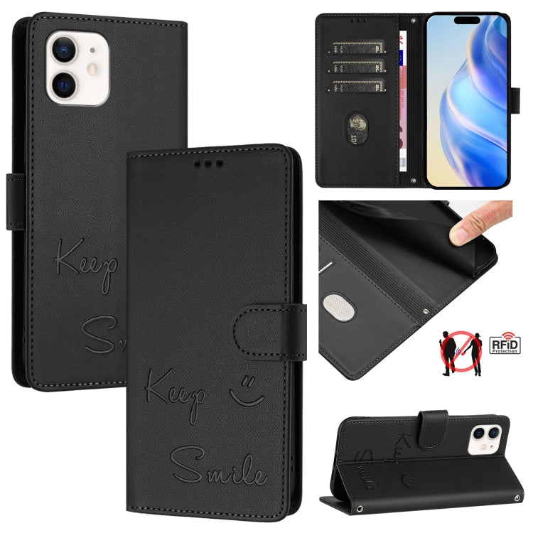 Custodia per telefono in pelle RFID con stampa Smile Embossing, For iPhone 11 Pro Max, For iPhone 11, For iPhone 11 Pro, For iPod Touch 7 / 6 / 5