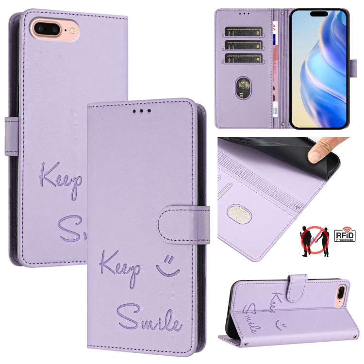 Custodia per telefono in pelle RFID con stampa Smile Embossing, For iPhone X / XS, For iPhone XR, For iPhone XS Max, For iPhone 8 Plus / 7 Plus