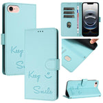 Custodia per telefono in pelle RFID con stampa Smile Embossing, For iPhone SE 2024, For iPhone 16 Pro Max, For iPhone 16 Pro, For iPhone 16 Plus