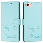 Custodia per telefono in pelle RFID con stampa Smile Embossing, For iPhone SE 2024, For iPhone 16 Pro Max, For iPhone 16 Pro, For iPhone 16 Plus