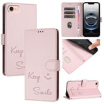 Custodia per telefono in pelle RFID con stampa Smile Embossing, For iPhone SE 2024, For iPhone 16 Pro Max, For iPhone 16 Pro, For iPhone 16 Plus