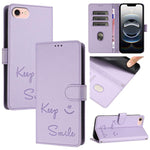 Custodia per telefono in pelle RFID con stampa Smile Embossing, For iPhone SE 2024, For iPhone 16 Pro Max, For iPhone 16 Pro, For iPhone 16 Plus