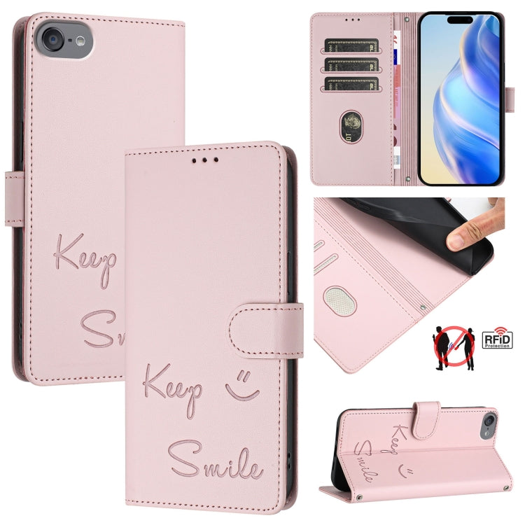 Custodia per telefono in pelle RFID con stampa Smile Embossing, For iPhone 11 Pro Max, For iPhone 11, For iPhone 11 Pro, For iPod Touch 7 / 6 / 5