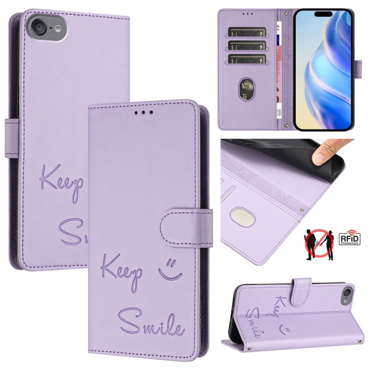 Custodia per telefono in pelle RFID con stampa Smile Embossing, For iPhone 11 Pro Max, For iPhone 11, For iPhone 11 Pro, For iPod Touch 7 / 6 / 5