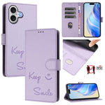 Custodia per telefono in pelle RFID con stampa Smile Embossing, For iPhone 17 Pro Max, For iPhone 17 Pro, For iPhone 17, For iPhone Air