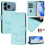 Custodia per telefono in pelle RFID con stampa Smile Embossing, For iPhone 17 Pro Max, For iPhone 17 Pro, For iPhone 17, For iPhone Air