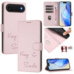 Custodia per telefono in pelle RFID con stampa Smile Embossing, For iPhone 17 Pro Max, For iPhone 17 Pro, For iPhone 17, For iPhone Air