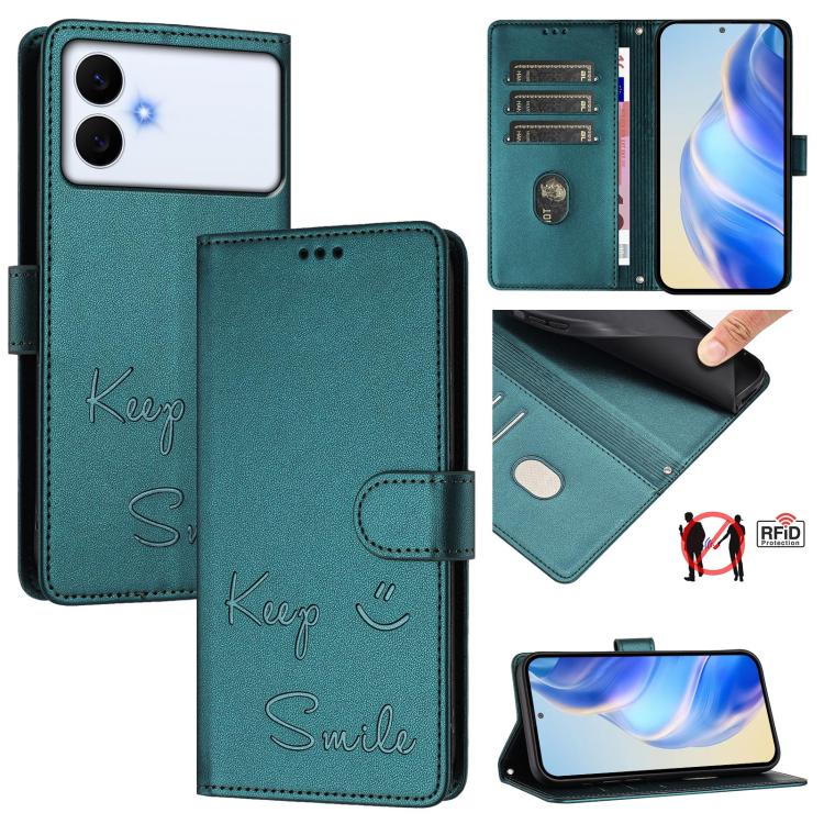 Custodia per telefono in pelle RFID con stampa Smile Embossing, For Galaxy S26 FE 5G 5G, For Samsung Galaxy S26+ 5G, For Samsung Galaxy S26 Edge 5G, For Samsung Galaxy S26 Ultra 5G