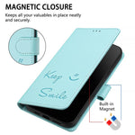 Custodia per telefono in pelle RFID con stampa Smile Embossing, For Samsung Galaxy S26 5G, For Samsung Galaxy S25 Edge 5G, For Samsung Galaxy S25 5G, For Samsung Galaxy S25+ 5G