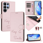 Custodia per telefono in pelle RFID con stampa Smile Embossing, For Galaxy S26 FE 5G 5G, For Samsung Galaxy S26+ 5G, For Samsung Galaxy S26 Edge 5G, For Samsung Galaxy S26 Ultra 5G