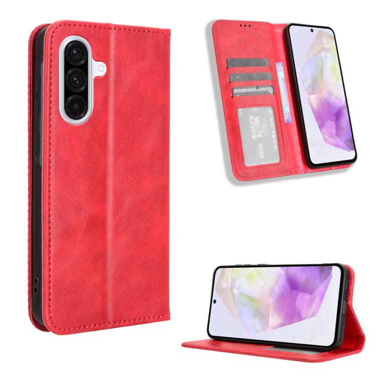 Custodia per telefono in pelle con fibbia magnetica e texture retrò, For Galaxy A57 5G, For Galaxy A37 5G, For Galaxy A27 5G, For Samsung Galaxy A07 4G, For Samsung Galaxy A06 5G, For Samsung Galaxy A56 5G