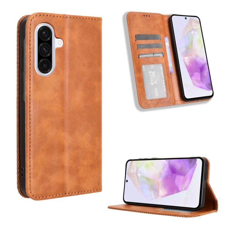 Custodia per telefono in pelle con fibbia magnetica e texture retrò, For Galaxy A57 5G, For Galaxy A37 5G, For Galaxy A27 5G, For Samsung Galaxy A07 4G, For Samsung Galaxy A06 5G, For Samsung Galaxy A56 5G