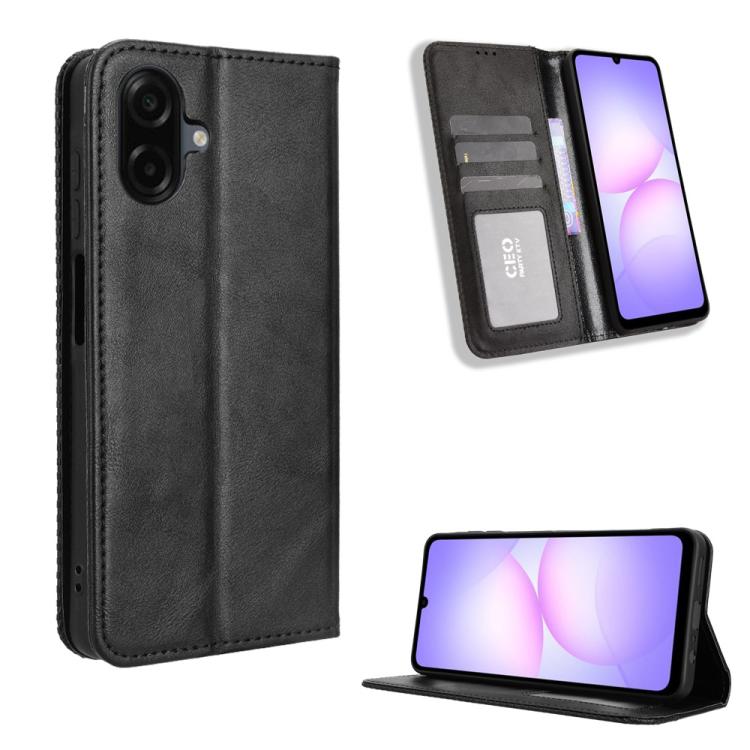 Custodia per telefono in pelle con fibbia magnetica e texture retrò, For Galaxy A57 5G, For Galaxy A37 5G, For Galaxy A27 5G, For Samsung Galaxy A07 4G, For Samsung Galaxy A06 5G, For Samsung Galaxy A56 5G