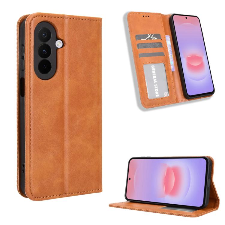 Custodia per telefono in pelle con fibbia magnetica e texture retrò, For Galaxy A57 5G, For Galaxy A37 5G, For Galaxy A27 5G, For Samsung Galaxy A07 4G, For Samsung Galaxy A06 5G, For Samsung Galaxy A56 5G