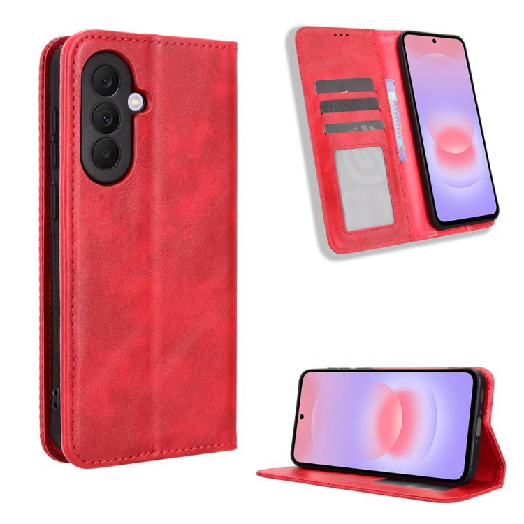 Custodia per telefono in pelle con fibbia magnetica e texture retrò, For Galaxy A57 5G, For Galaxy A37 5G, For Galaxy A27 5G, For Samsung Galaxy A07 4G, For Samsung Galaxy A06 5G, For Samsung Galaxy A56 5G
