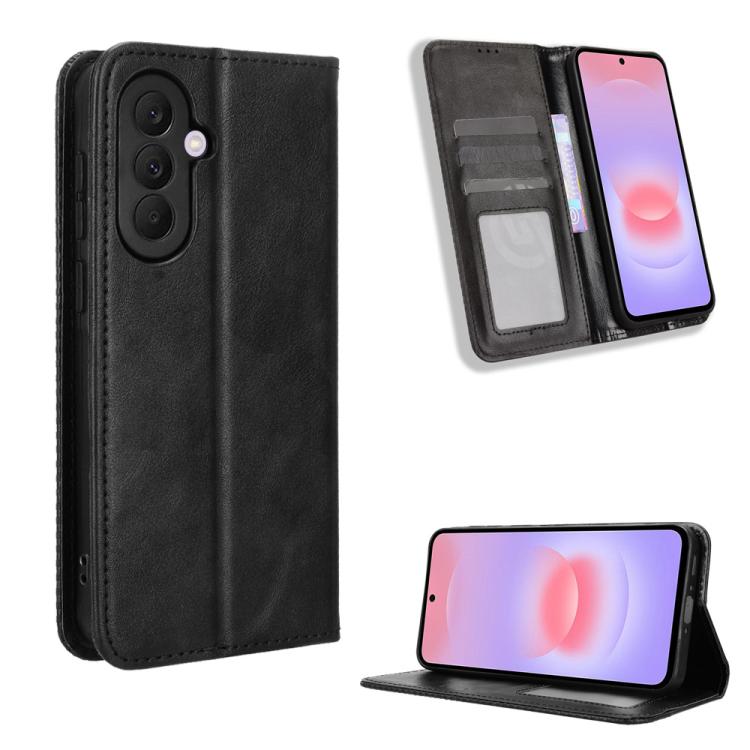 Custodia per telefono in pelle con fibbia magnetica e texture retrò, For Galaxy A57 5G, For Galaxy A37 5G, For Galaxy A27 5G, For Samsung Galaxy A07 4G, For Samsung Galaxy A06 5G, For Samsung Galaxy A56 5G