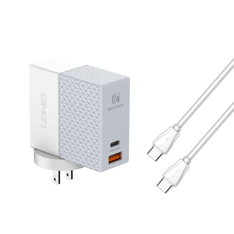 Caricabatterie LDNIO 65W USB-C con cavo Tipo-C