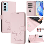 Custodia per telefono in pelle RFID con stampa Smile Embossing, For Samsung Galaxy M54 / F54 5G, For Samsung Galaxy M14 5G Global, For Samsung Galaxy M23 5G / M13 4G, For Samsung Galaxy M53 5G
