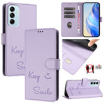 Custodia per telefono in pelle RFID con stampa Smile Embossing, For Samsung Galaxy M54 / F54 5G, For Samsung Galaxy M14 5G Global, For Samsung Galaxy M23 5G / M13 4G, For Samsung Galaxy M53 5G
