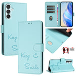 Custodia per telefono in pelle RFID con stampa Smile Embossing, For Samsung Galaxy M55 / C55 5G, For Samsung Galaxy XCover7 Pro, For Samsung Galaxy M15 / F15 5G Global, For Samsung Galaxy M34 5G / F34 5G