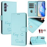 Custodia per telefono in pelle RFID con stampa Smile Embossing, For Samsung Galaxy M55 / C55 5G, For Samsung Galaxy XCover7 Pro, For Samsung Galaxy M15 / F15 5G Global, For Samsung Galaxy M34 5G / F34 5G