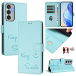 Custodia per telefono in pelle RFID con stampa Smile Embossing, For Samsung Galaxy M56 5G, For Samsung Galaxy F16 5G / M16 5G Global, For Samsung Galaxy F06 5G / M06 5G, For Samsung Galaxy M35