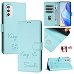 Custodia per telefono in pelle RFID con stampa Smile Embossing, For Samsung Galaxy M33 5G Global, For Samsung Galaxy M52 5G, For Samsung Galaxy M32 4G / M22, For Samsung Galaxy M62 / F62 4G