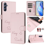 Custodia per telefono in pelle RFID con stampa Smile Embossing, For Samsung Galaxy M54 / F54 5G, For Samsung Galaxy M14 5G Global, For Samsung Galaxy M23 5G / M13 4G, For Samsung Galaxy M53 5G