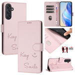 Custodia per telefono in pelle RFID con stampa Smile Embossing, For Samsung Galaxy M55 / C55 5G, For Samsung Galaxy XCover7 Pro, For Samsung Galaxy M15 / F15 5G Global, For Samsung Galaxy M34 5G / F34 5G