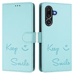 Custodia per telefono in pelle RFID con stampa Smile Embossing, For Samsung Galaxy M56 5G, For Samsung Galaxy F16 5G / M16 5G Global, For Samsung Galaxy F06 5G / M06 5G, For Samsung Galaxy M35