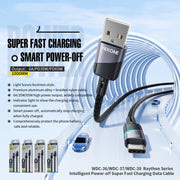 Cavo dati di ricarica rapida da tipo C a tipo C con spegnimento intelligente WK WDC-38 da 1 m PD65W, WDC-38